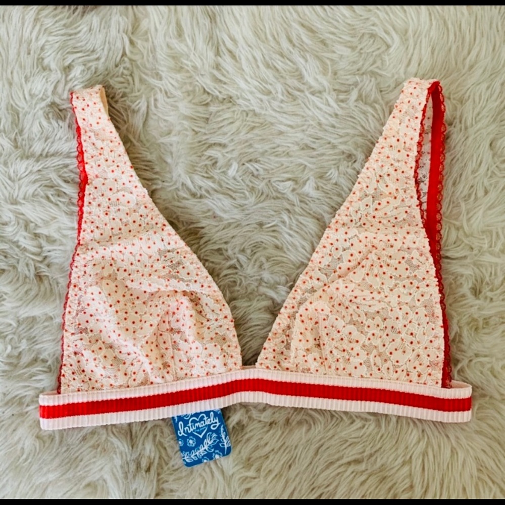 NEW free people Livvy bralette lace polka dot M